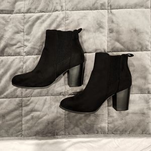 Black Suede Heeled Booties